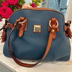 Dooney & Bourke Blue and Tan Satchel